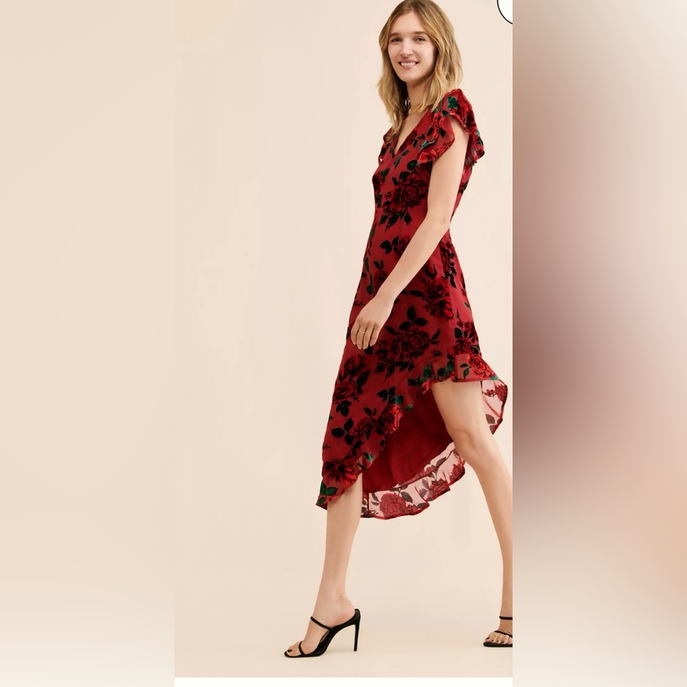 Rachel Parcell Red and Black High Low Dress